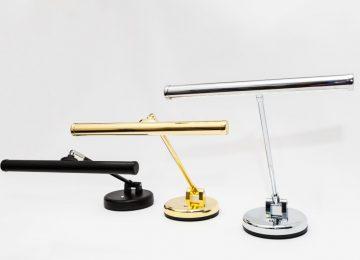 ED upright piano lamps (black, brass & chrome)